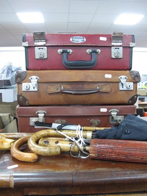 Lot 1137 - Vintage Travel Cases, umbrellas and a walking...