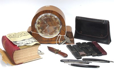 Lot 1401 - Collectables, including an oak mantel clock...