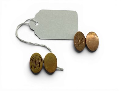 Lot 213 - A Pair of Vintage Cufflinks, the oval panels...