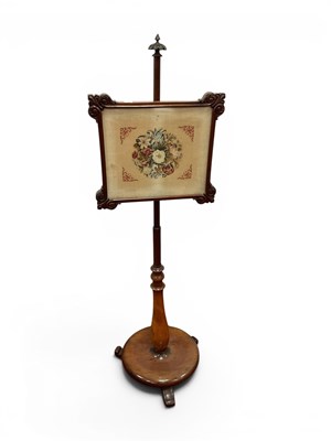 Lot 1488 - A XIX Century Mahogany Pole Screen, with...