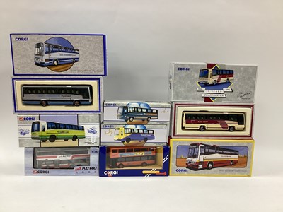 Lot 703 - Eight diecast model buses by Corgi to include...