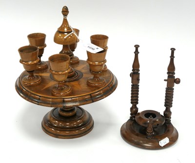 Lot 1236 - Treen - A Mid XIX Century Wooden Egg Cup Stand,...