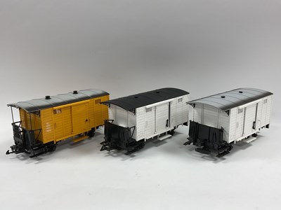 Lot 749 - Three LGB G Scale four-wheel vans, with...