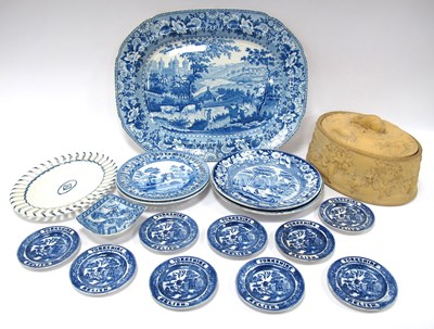 Lot 1019 - A Mid XIX Century Blue and White Pottery Meat...