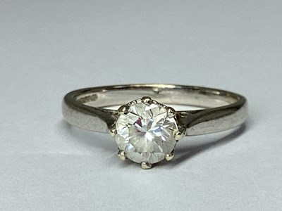 Lot 72 - A 9ct White Gold Single Stone Ring, eight claw...