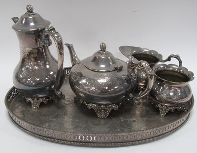 Lot 1291 - Silver-plated Tea Service with matching...