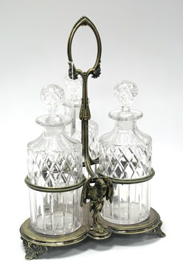 Lot 1249 - A Late XIX Century Silver Plated Bottle Stand,...