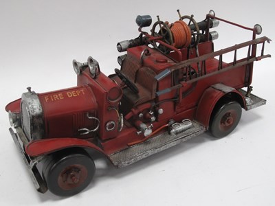 Lot 1342 - Decorative Painted Metal Fire Engine Model...