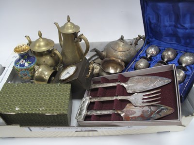 Lot 1279 - Metalware, including boxed Chinese cloisonné...