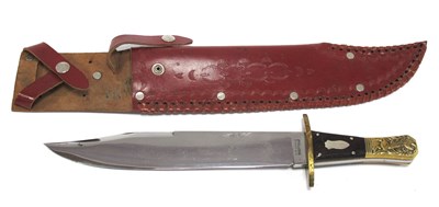 Lot 1333 - A F.W. James Bowie Knife, brass pommel with...