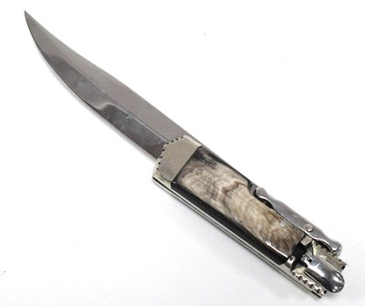 Lot 1330 - A Folding Bowie Knife, horn scales, locking...