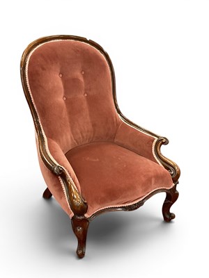 Lot 1458 - A XIX Century Walnut Salon Armchair, with a...