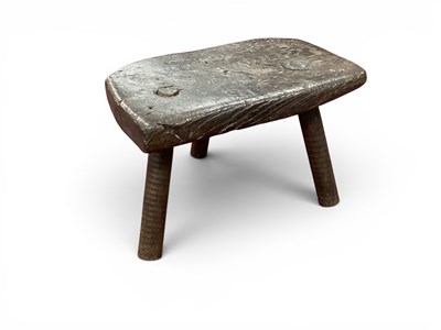 Lot 1503 - A XIX Century Elm Stool, on three ringed...