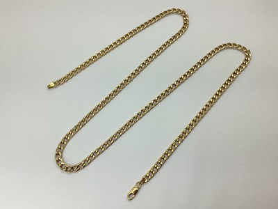 Lot 102 - A Flat Curb Link Chain, stamped "375", to...