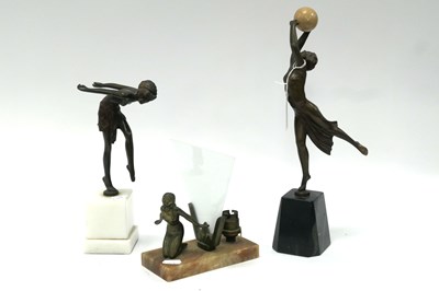 Lot 1247 - An Art Deco Speltre Table Lamp, the naked lady...