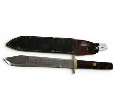 Lot 382 - Commemorative Bowie Knife & Sheath, marked on...