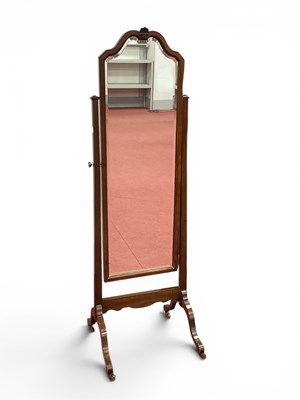 Lot 1449 - A XX Century Mahogany Cheval Mirror, with a...
