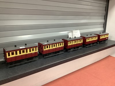 Lot 846 - Five G gauge Isle Of Man Four Wheel Coaches by...