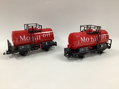 Lot 844 - Two G gauge four wheel oil tank wagons,...