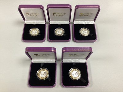 Lot 385 - Five 2011 Pobjoy Mint Fine Silver Proof...