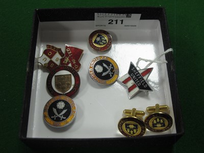 Lot 211 - Sheffield United Enamelled Lapel Badges (6),...