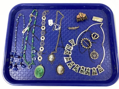 Lot 166 - A Shell Inset Greek Key Style Necklace, each...