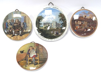 Lot 1024 - Four Pottery Pot Lids - The Times, Dr Johnson,...