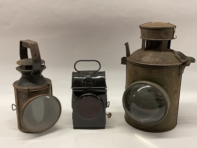 Lot 325 - Railwayana - Three railway lamps, comprising...