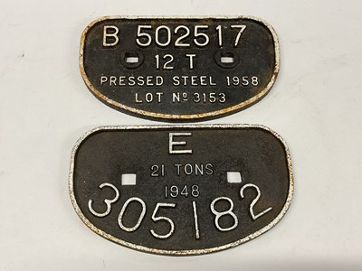 Lot 363 - Railwayana - Two cast iron Wagon Plates,...