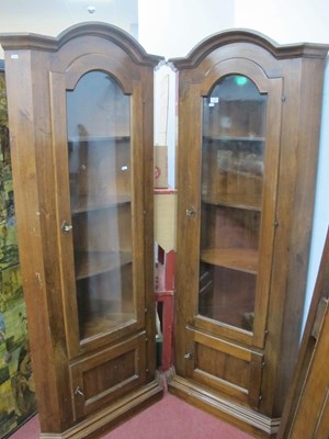 Lot 1586 - Two Hardwood Corner Cupboards, with an arched...