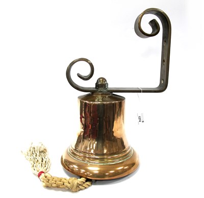 Lot 1274 - A Large Brass Ships Bell, with wall mounts,...