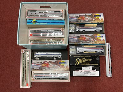 Lot 455 - Five boxed HO scale "Amtrak" locomotives: a...
