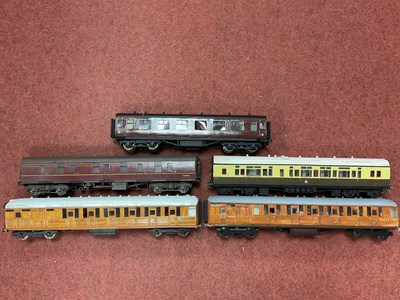 Lot 452 - Five 0 gauge kit/scratch-built coaches: two...