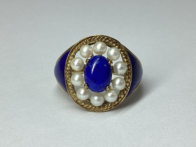 Lot 88 - QVC; A 9ct Gold Lapis Lazuli and Pearl Dress...