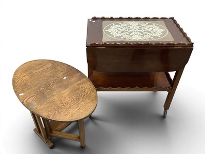 Lot 1509 - XX Century Mahogany Dinner Trolley with a 3/4...