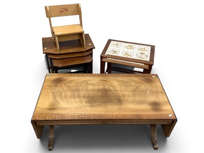 Lot 1556 - Mahogany Coffee Table, a walnut nest of tables,...