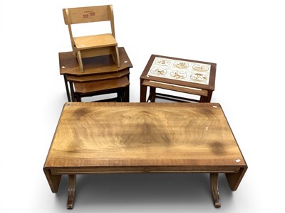 Lot 1455 - Mahogany Coffee Table, a walnut nest of tables,...