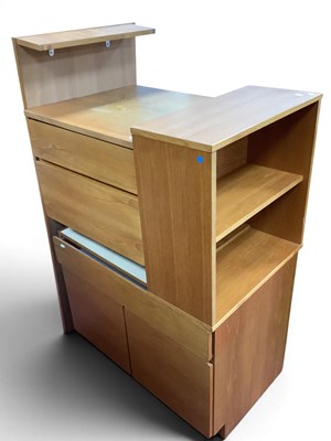 Lot 1528 - Teak Desk, teak cupboard, teak two-drawer chest.