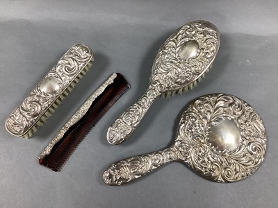Lot 46 - A Four Piece Hallmarked Silver Backed Dressing...