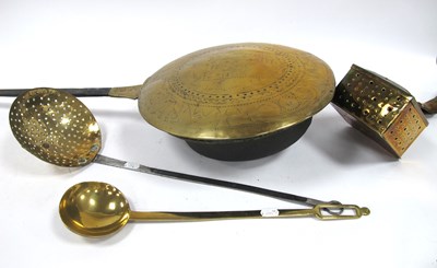 Lot 1280G - AN XVIII Century Brass Warming Pan, with...