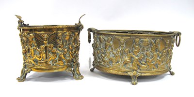 Lot 1280k - A Two Handled Brass Oval Planter, with...