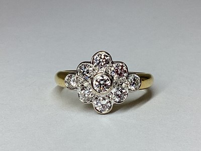 Lot 75 - A Modern 18ct Gold Diamond Set Cluster Ring,...