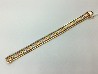 Lot 124 - A Fancy 9ct Three Colour Gold Bracelet, of...