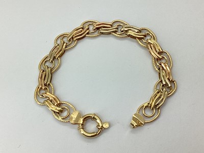 Lot 95 - A Modern Fancy Link Bracelet, of geometric...