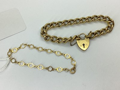 Lot 128 - A Dainty 9ct Gold Openwork Bracelet, together...