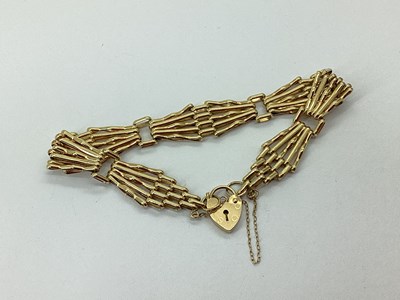 Lot 100 - A 9ct Gold Fancy Link Bracelet, of geometric...