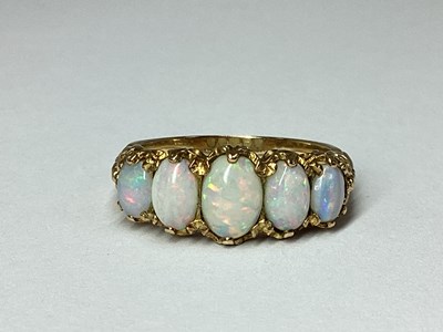 Lot 52 - A 9ct Gold Victorian Style Five Stone Opal...