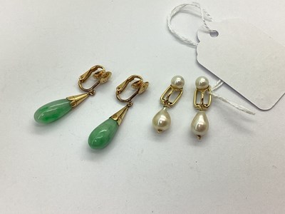 Lot 133 - A Pair of Pearl Drop Clip-On Earrings, the...