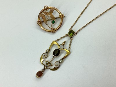 Lot 113 - An Edwardian Openwork Drop Pendant, of shaped...