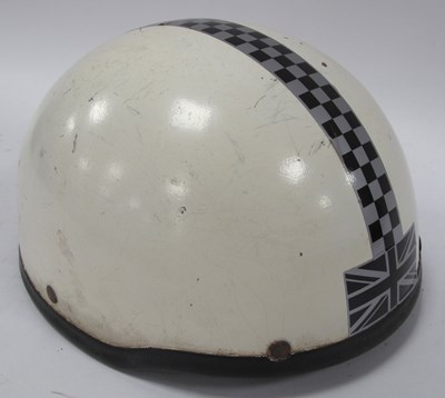 Lot 1361 - Vintage Pudding Bowl White Racing Helmet with...